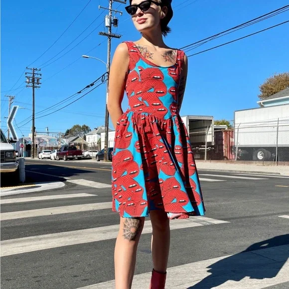 Nooworks Mini Misty mouth / lips Pattern Dress, XS - Picture 7 of 7